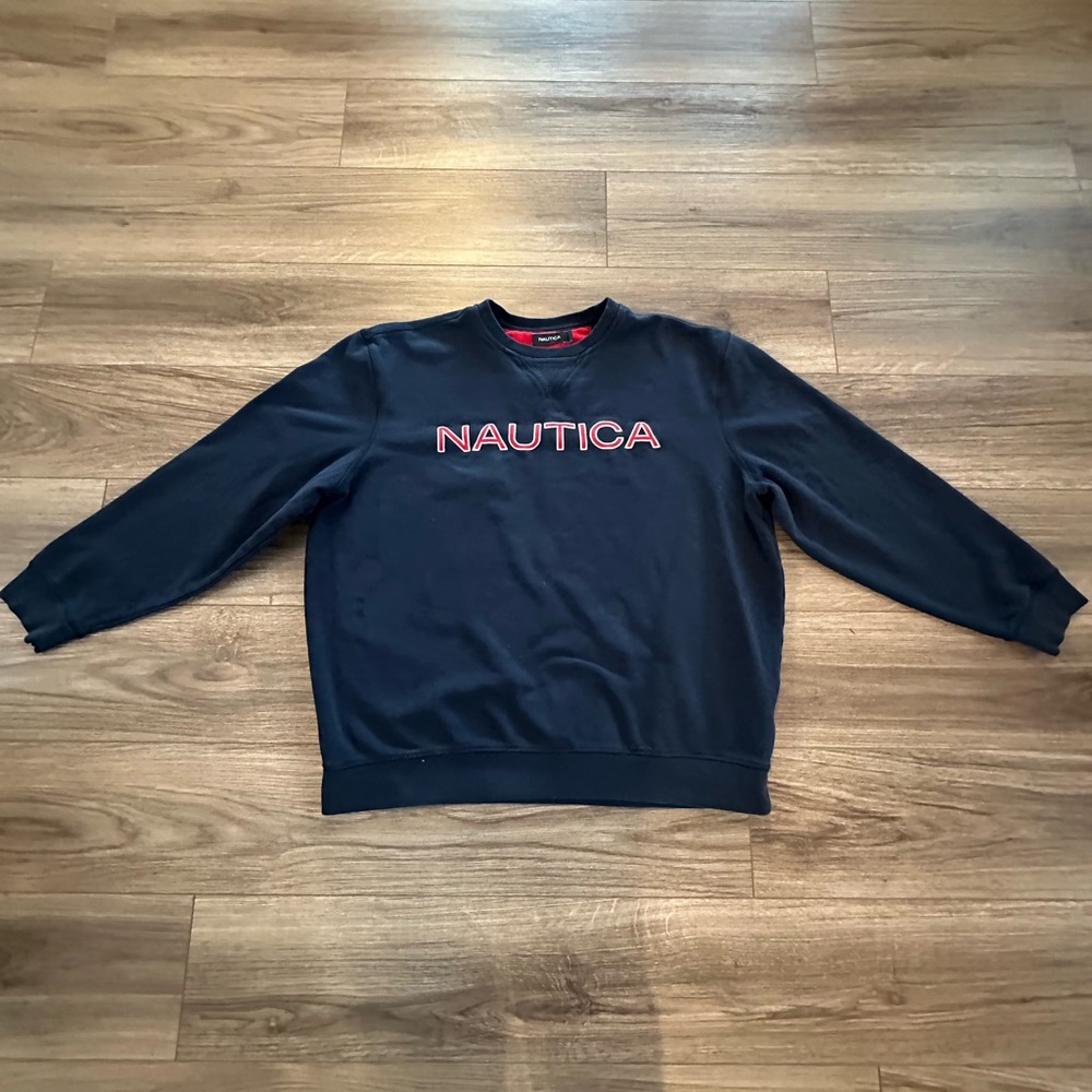 Vintage Nautica Men's Navy Sweatshirt XXL
